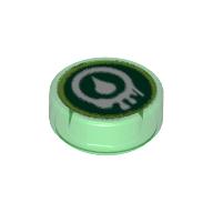 Tile Round 1 x 1 with Venomari Print (Trans-Green)
