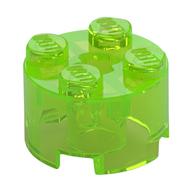 Brick Round 2 x 2 with Axle Hole (Trans-Bright Green)