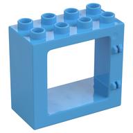 Duplo Door / Window Frame Flat Front Surface, Completely Open Back (Medium Blue)