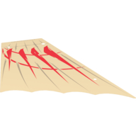 Sail, Scalloped, 28 x 18 Left with Red and Dark Tan Print (Tan)