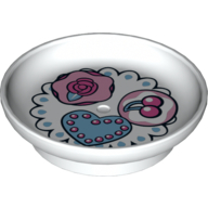 Duplo Dish with Cherry, Heart, Rose Print (White)