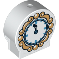 Duplo Brick 1 x 3 x 2 Round Top with Clock Print (White)