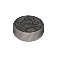 Tile Round 1 x 1 with Coin Print (Flat Silver)