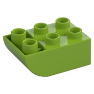 Duplo Brick 2 x 3 with Curved Bottom (Lime)