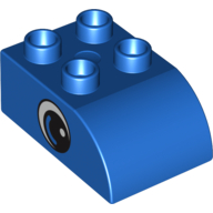 Duplo Brick 2 x 3 with Curved Top with Eye Print on Both Sides (Blue)