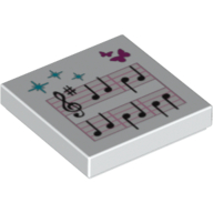 Tile 2 x 2 with Musical Score Print (White)