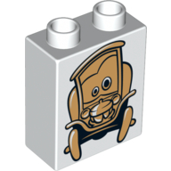 Duplo Brick 1 x 2 x 2 with Golden Stanley Car Print (White)