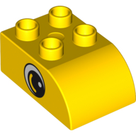 Duplo Brick 2 x 3 with Curved Top with Eye Print on Both Sides (Yellow)