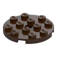 Plate Round 4 x 4 with Pin Hole (Dark Brown)