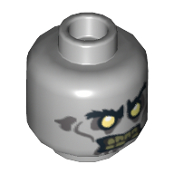Minifig Head Zombie, White Eyes, Yellowed Teeth with One Missing Tooth Print [Hollow Stud] (Light Bluish Gray)