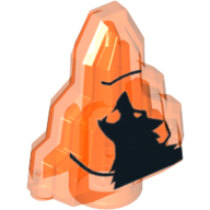 Rock 1 x 2 Crystal Stepped with Black Wolf Print [aka Moonstone] (Trans-Neon Orange)