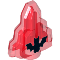 Rock 1 x 2 Crystal Stepped with Black Bat Print (Trans-Red)