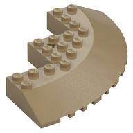 Brick Round Corner 10 x 10 with Slope 33° Edge, Axle Hole, Facet Cutout (Dark Tan)