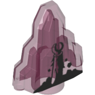 Rock 1 x 2 Crystal Stepped with Black Zombie Print (Trans-Dark Pink)