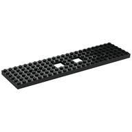 Vehicle Base, Train 6 x 24 with Two 2 x 2 Openings and 3 Round Holes Each End, Reinforced on Bottom Side (Black)