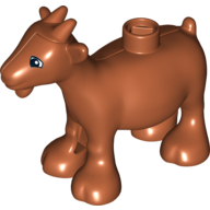 Duplo Animal Goat with Black and White Squared Eyes Print (Dark Orange)