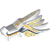 Creature Body Part, Dragon Head Upper Jaw with Yellow Lightning Spirit Print (White)