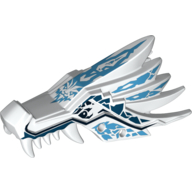 Creature Body Part, Dragon Head Upper Jaw with Medium Blue and Dark Blue Sections and Ice Spirit Print (White)