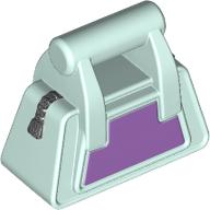 Bag / Handbag / Purse Angular with Zipper and Dark Purple Side Print (Light Aqua)