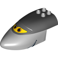 Duplo Airplane Large Fuselage Forward with Black Top with Brown Eyes on Yellow Window Print (Siddeley) (Light Bluish Gray)