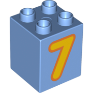 Duplo Brick 2 x 2 x 2 with Yellow '7' Print (Medium Blue)