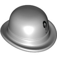 Hat, Bowler with Black Question Mark Print (Light Bluish Gray)