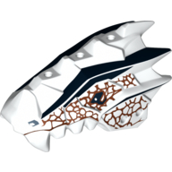 Creature Body Part, Dragon Head Upper Jaw with Scales and Teeth and Reddish Brown and Black Earth Spirit Print (White)