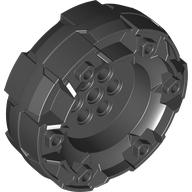 Wheel Hard Plastic, Treaded with 7 Pin Holes and 6 Small Holes (Black)