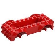 Vehicle Base 4 x 10 x 2 1/2 with Mudguards, Wheel Pins and 6 x 2 Centre Recess with 3 Holes, Red Wheel Holders (Red)
