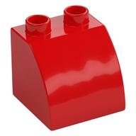 Duplo Brick 2 x 2 x 1 1/2 with Curved Top (Red)