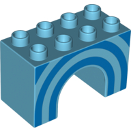 Duplo Brick 2 x 4 x 2 Arch with Blue Half Circles Print (Medium Azure)