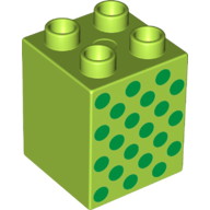 Duplo Brick 2 x 2 x 2 with Green Dots Print (Lime)