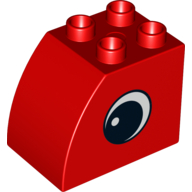 Duplo Brick 2 x 3 x 2 with Curved Top and Eye Print on Both Sides (Red)