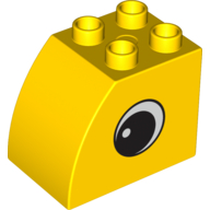 Duplo Brick 2 x 3 x 2 with Curved Top and Eye Print on Both Sides (Yellow)