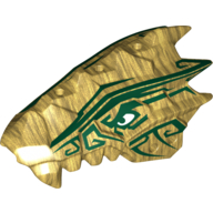 Creature Body Part, Dragon Head Upper Jaw with Scales and Teeth with Dark Green Stripes Print (Pearl Gold)