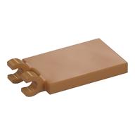 Tile Special 2 x 3 with 2 Clips [Thick Open O Clips] (Medium Nougat)