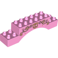 Duplo Brick 2 x 10 x 2 Arch with Gold Vines with Leaves and 'C' in Shield Print (Bright Pink)