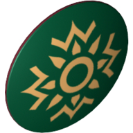 Shield Round Bowed with Dark Green and Gold Rohan Print (Dark Red)