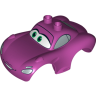 Duplo Car Body 2 Top Studs Sports Coupe Wide with Cars Holley Shiftwell Print (Magenta)