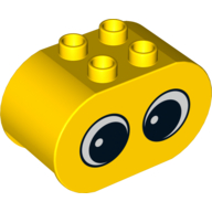 Duplo Brick 2 x 4 x 2 Rounded Ends with 2 Eyes with Pupils Print (Yellow)