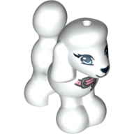 Animal, Dog, Poodle with Pink Collar, Blue Eyes, Black Nose and Mouth Print (White)