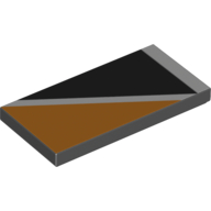 Tile 2 x 4 with Orange Triangle at Upper Left of Diagonal White Line Print (Black)