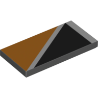 Tile 2 x 4 with Orange Triangle at Upper Right of Diagonal White Line Print (Black)