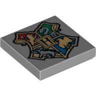 Tile 2 x 2 with Hogwarts Coat of Arms Print (Light Bluish Gray)