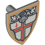 Shield Triangular with Red Cross and Helmet Print (Light Bluish Gray)
