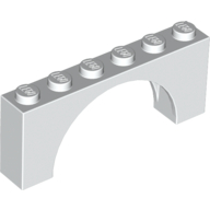 Brick Arch 1 x 6 x 2 - Very Thin Top without Reinforced Underside (White)