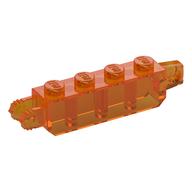 Hinge Brick 1 x 4 Locking with 1 Finger Vertical End and 2 Fingers Vertical End, 9 Teeth (Trans-Orange)