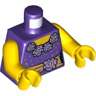Torso, Blouse with Gold Sash and Flowers Print, Yellow Arms and Hands (Dark Purple)