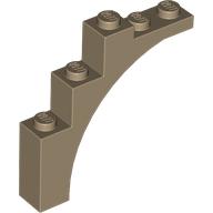 Brick Arch 1 x 5 x 4 [Irregular Bow, Raised Underside Cross Supports] (Dark Tan)