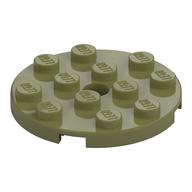 Plate Round 4 x 4 with Pin Hole (Olive Green)